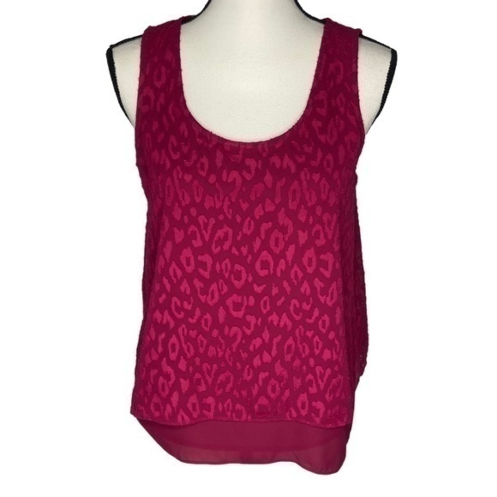 Apt 9 Top Dark Pink Leopard Print Layered Tank Blouse Top Size‎ Small